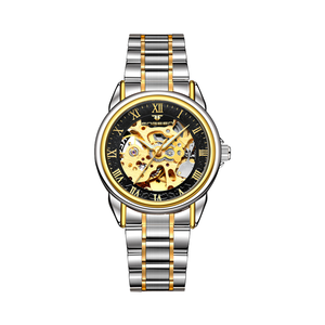 8866 Men's Fully <b>Automatic</b> Skeleton Stainless Steel Mechanical Watch Luxury Waterproof <b>Wristwatch</b> Double Sided Leather Strap - Product Image 5