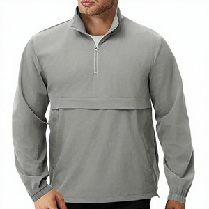 Camisa Casual de Punto para Hombre, Gris, con Cierre de Cremallera de un Cuarto, Cuello Alto, Manga Larga, Transpirable, de Secado Rápido, para Otoño - Product Image 1