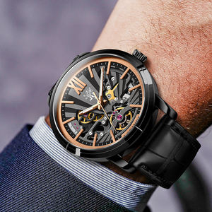 Pour la dernière conception squelette hommes 42mm montre mécanique automatique bracelet de luxe mains lumineuses évider - Product Image 2