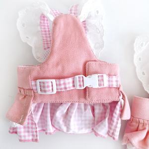 Arnés de mascota sólido superbonito para perros pequeños, vaqueros de encaje decorados con corazón 3D para niñas, sus amigos de cuatro patas, Primavera Verano - Product Image 4