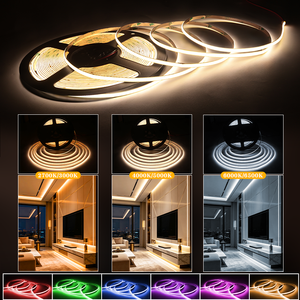 شريط إضاءة <span class=keywords><strong>LED</strong></span> قابل للقص بحرية بتقنية COB، 480 مصباح <span class=keywords><strong>LED</strong></span>، أبيض 3000K، 4000K، 6500K، مؤشر تجسيد الألوان 90+، إضاءة عالية قابلة للتعتيم، مناسب للخزائن والغرف، معتمد CE وRoHS - Product Image 2