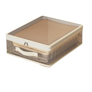 Mesh Storage Box For Bedding Clothes With Large Opening Portable Wardrobe Organizer Beige Orange - Product Image 3