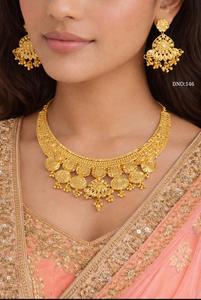 Collar de Flores Clásico de Oro Sólido de Alta Calidad para Mujer, DNO:146, Joyería de Boda - Product Image 1
