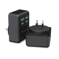 Chargeur mural rapide GaN 4 ports HNT 32W PD QC 2.4A USB Type-C, bloc de charge multi-ports, cube de charge pour iPhone Samsung