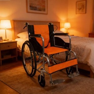 Fauteuil roulant manuel intégré Js, orange, pliable, portable, pour personnes âgées et handicapées, aide à la mobilité - Product Image 1