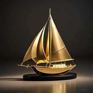 Adorno de escritorio con forma de barco chapado en oro Feng Shui, decoración artística de plástico para oficina, hogar, Año Nuevo Chino - Product Image 4