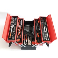 Ensemble de 85 pièces : Boîte à outils pliable portable multifonctionnelle et multicouche en métal pour réparation automobile, usage domestique et rangement de voiture, avec clés et cliquets