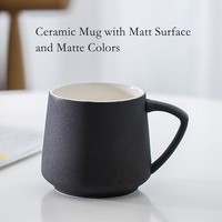 Tasse à Thé Latte Céramique Rustique Moderne Personnalisée 380 ml, Nordic Mate Bleu Rose Noir Blanc