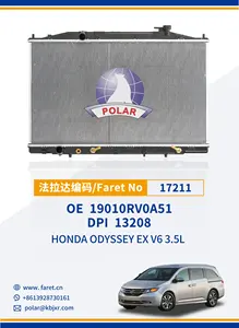17211 OE 19010RV0A51 DPI 13208 Cooling Radiator For HONDA Odyssey EX V6 3.5L Auto Parts Factory