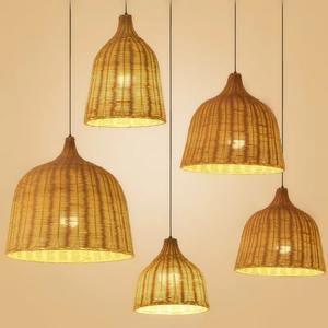Asie du sud-est Style chinois <span class=keywords><strong>abat</strong></span>-<span class=keywords><strong>jour</strong></span> en bambou DIA 30 * H40CM fait à la main en rotin tissé naturel lampe ronde lustre suspendu - Product Image 5