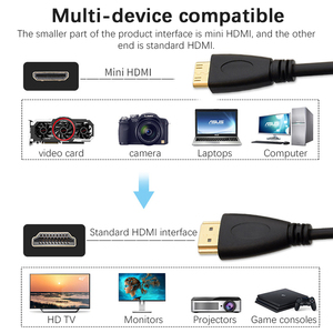 Câble HDMI Mini vers HDMI Vidéo HD 1080p 3D <span class=keywords><strong>4K</strong></span> pour Jeu PS4, Appareil Photo Canon, <span class=keywords><strong>Sony</strong></span>, Nikon – Longueurs 1m, 2m, 3m, 5m - Product Image 2
