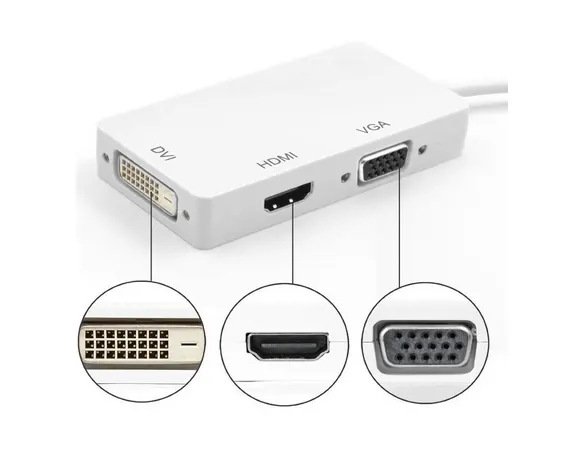 New Release 3 in 1 Thunderbolt DisplayPort Mini DP to HDMI DVI VGA Display Port Cable Adapter for Apple MacBook Pro