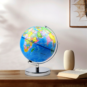 Globo Terráqueo Premium de 22.8cm/9 Pulgadas, Material de PVC/ABS Azul, Multi-Idioma, Base Metálica Doble, Herramienta de Enseñanza de Meridianos - Product Image 6