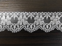 Dentelle blanche à bordure florale à quatre pétales, brodée, bord festonné, 2,5 cm, 100 % polyester, pour robe de mariée pour filles, accessoires de bricolage