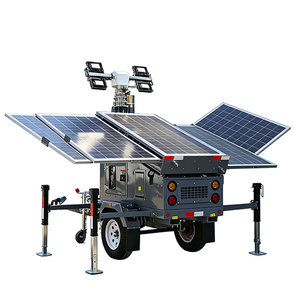 Torre de Luz Solar Móvil LED de 150W*4, IP44, 5000K, Tipo Remolque, Sistema de Iluminación Exterior para Minería, Emergencias, Rescate y Camping - Product Image 1