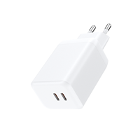 Adaptateur de voyage standard brésilien ROHS CE ANATEL 65W GaN Tech PD avec 2 ports USB-C, chargeur mural rapide pour smartphone