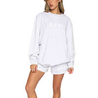 Ensemble de survêtement décontracté gris pour femme, 2 pièces, pull et short oversize personnalisé à coupe ample, idéal pour l'automne