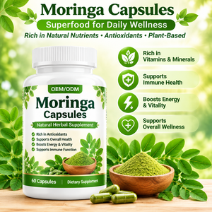 Cápsulas de Moringa <span class=keywords><strong>en</strong></span> Polvo de Marca Privada, Suplemento Herbal, Vitaminas y Aminoácidos, Suplemento Natural de Superalimento Verde, Cápsulas Veganas - Product Image 3