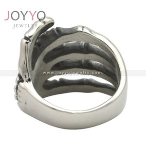 스테인리스 스틸 펑크 고딕 핸드 본 링 유령 발톱 스컬 패션 바이커 반지 - Product Image 3