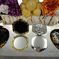 Miroir de poche pliable portable et mignon au design contemporain, en forme de rose, en ABS, pour le maquillage en voyage