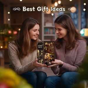 ชุดตกแต่งบ้านจิ๋วไม้ DIY แบบ 3 มิติ พร้อมชั้นวางหนังสือ ของตกแต่งบ้าน ชุดตัวต่อไม้เมืองจิ๋ว พร้อมฝาครอบกันฝุ่น เหมาะสำหรับเป็นของขวัญ - Product Image 5