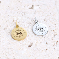 Pendentif œil de diable circulaire creux en acier inoxydable, accessoire de pendentif DIY pour bracelet, collier, composants de bijoux