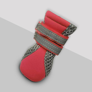 Couvre-chaussures respirants pour chiens, antidérapants, à semelle souple, protection des pattes, orange et gris, lot de 4 pièces - Product Image 4