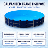 Bassin à poissons WOLIZE à structure galvanisée, intégration verticale, conception modulaire, assemblage par boulons, revêtement en PVC, aquaculture, 1,5-18m³, CE ISO