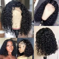 Perruque Courte Bouclée Bob 180% avec Lace Frontale HD 13x4 Cheveux Humains Brésiliens Remy Pré-Épilés Onde Profonde, Perruque sans Colle à Closure 5x5 pour Femmes