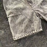 Short de survêtement en jean délavé à la pierre de haute qualité pour hommes Short de course anti-rides avec motif court