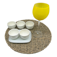 Sous-plat rond décoratif en jonc de mer naturel tressé à la main pour fruits, aliments et verres