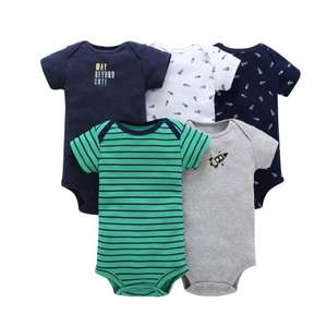 Body d'été à manches courtes en coton 5 pièces pour bébé, vêtements pour bébés nouveau-nés, vêtements pour tout-petits, vêtements pour bébés garçons, bon marché - Product Image 1