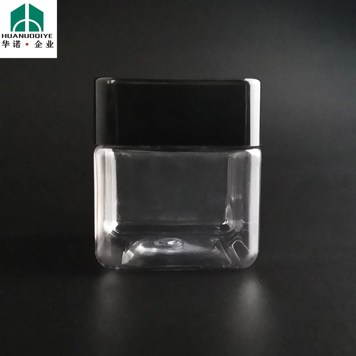Bocal carré transparent de 150ml, en plastique, transparent, pet, cosmétique, avec couvercles