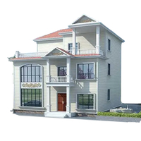 Casa prefabricada de tres pisos de nuevo diseño, villa de lujo, casa de marco de acero ligero con muebles