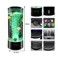 Lampe méduse J&R personnalisée en gros, lampe sensorielle LED 7 couleurs avec haut-parleur Bluetooth, bruit blanc, rechargeable par USB, pour cadeau de TDAH et d'autisme