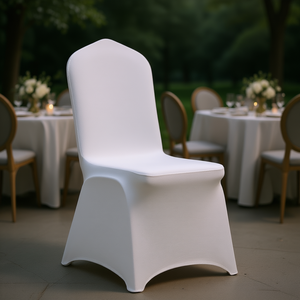 Coprisedie bianchi in spandex elasticizzato, 50 pezzi, vestibilità universale, lavabili in lavatrice, per matrimoni, cene, celebrazioni, stile moderno - Product Image 2