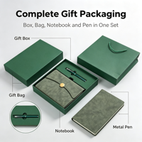 Ensemble cadeau d'entreprise personnalisé avec logo imprimé en sérigraphie, carnet A5 en PU, stylo, recharge, thermos isotherme, boîte cadeau