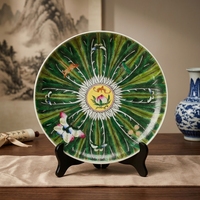 Assiette en porcelaine antique chinoise traditionnelle, peinte à la main, motif Bok Choy, 12 pouces, grande et durable, accessoires de décoration de table