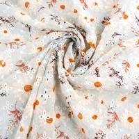 Tissu en Chiffon Brodé 100% Polyester à Motifs Floraux Imprimés, Résistant à l'Abrasion, Traitement Personnalisé