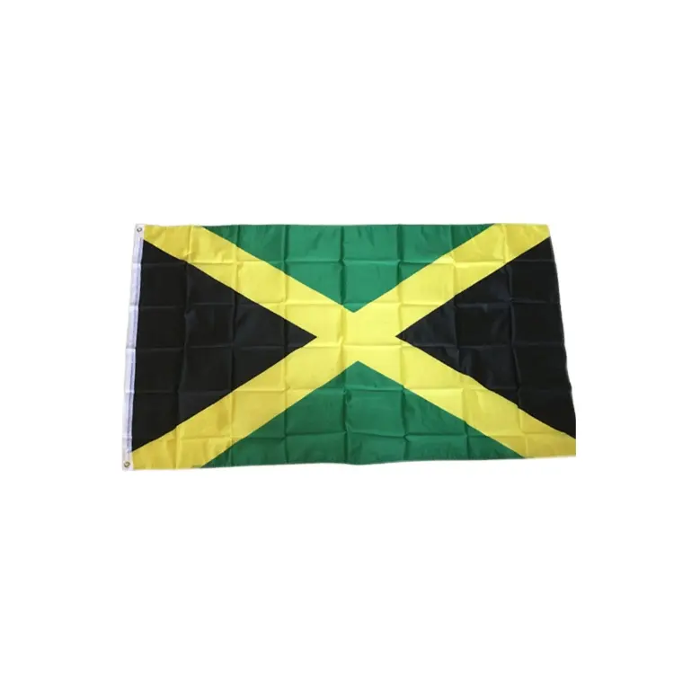 90*150cm black yellow green sublimation polyester fabric jamaica flag