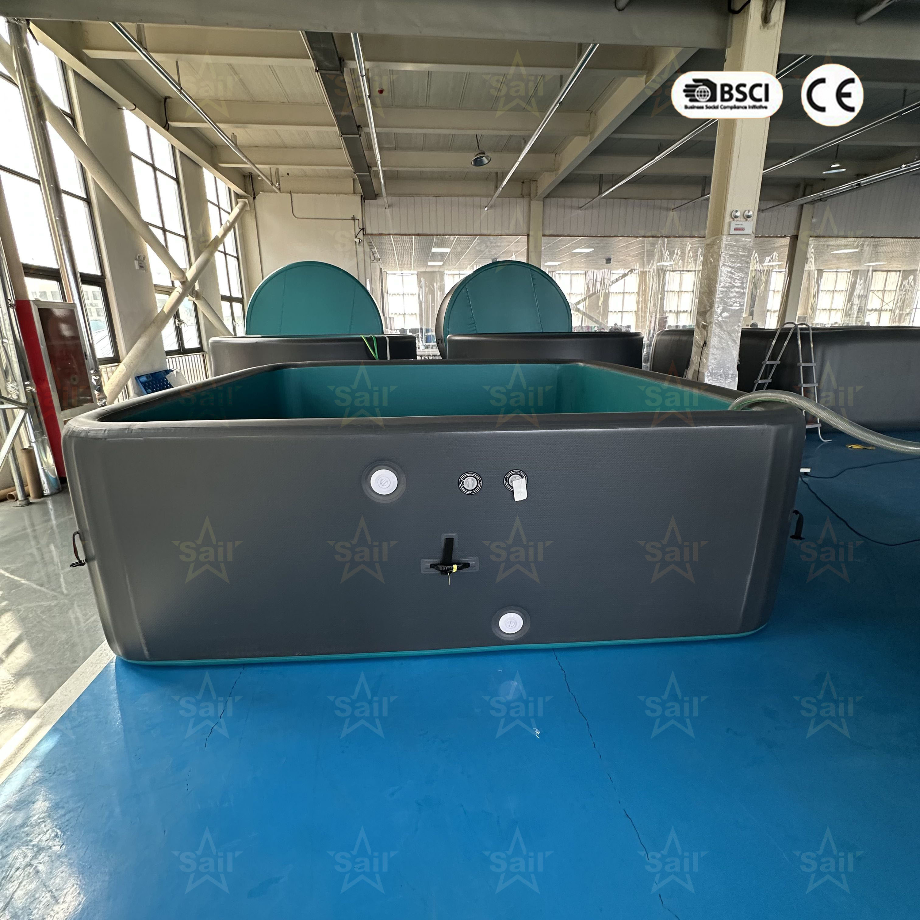 Outdoor Above Ground Use Commercial Grade Drop Stitch PVC Rectangular Inflatable Swimming Pool for Family