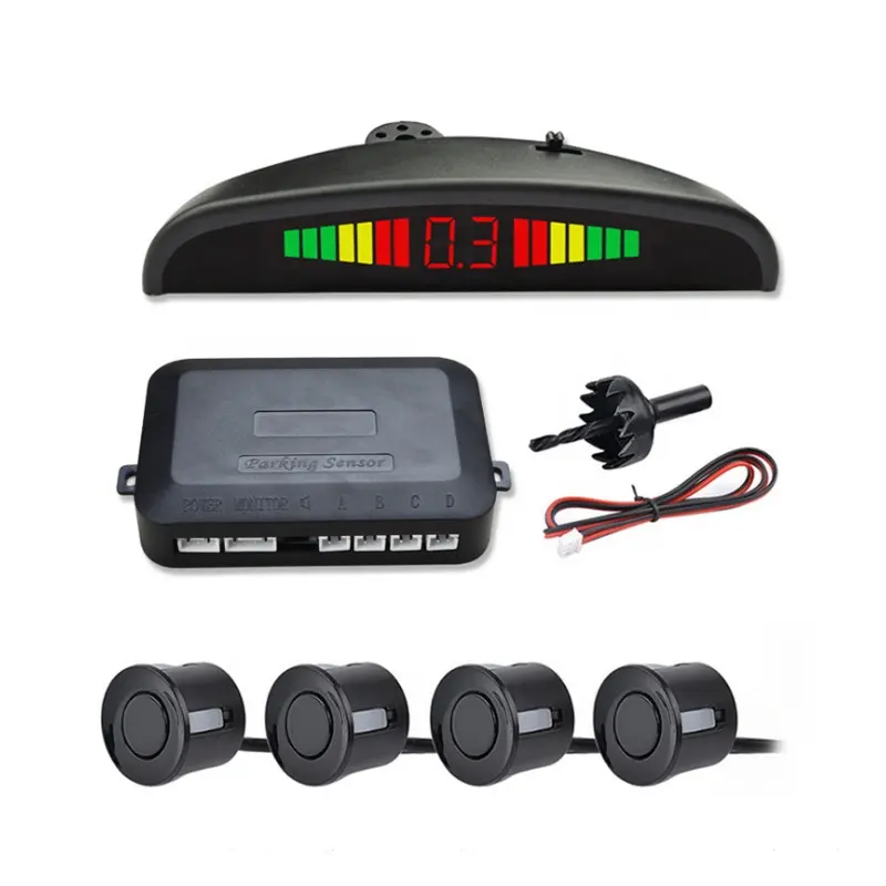 LED Sensore di Parcheggio Car System Reverse Backup Radar Cicalino di Allarme di Avvertimento Display A LED con 4 Sensori di Parcheggio