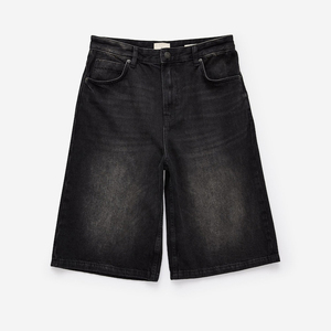 Shorts <span class=keywords><strong>en</strong></span> <span class=keywords><strong>jean</strong></span> décontractés pour hommes, coupe ample, longueur genou, couleur noire délavée, personnalisables - Product Image 6