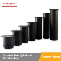 Pied de support de pied réglable en métal noir en acier inoxydable pour chaises, tables, canapés, téléviseurs, lits, tables basses, meubles