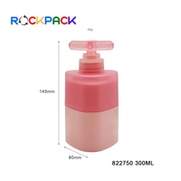 Bouteilles de savon liquide pour soins personnels en plastique triangulaires roses de 300 ml avec pompe