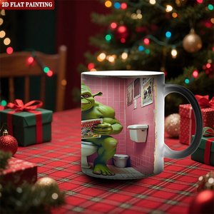 Tasse en céramique magique à changement de couleur 11oz, tasse à thé sensible à la chaleur, noire givrée, légère, pour voyage - Product Image 2