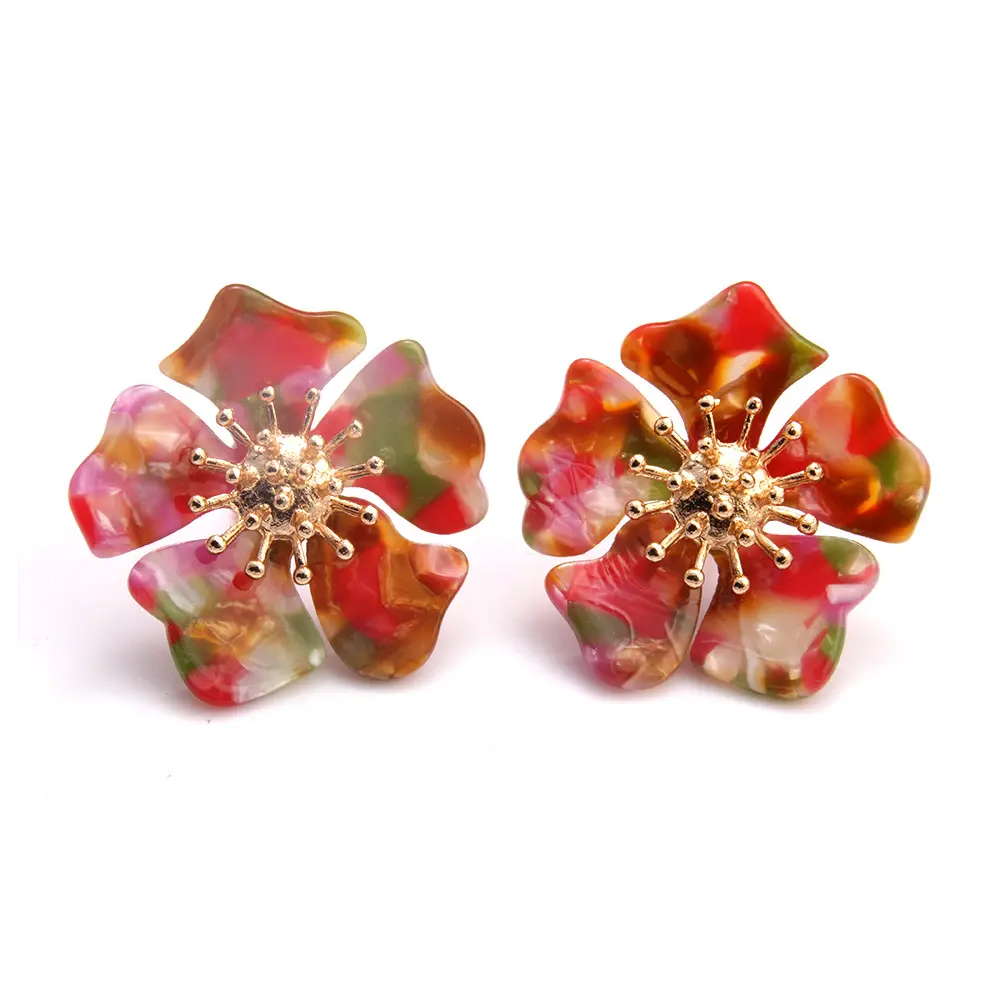 Custom Fashion Personality Flower Earrings Acrylic Acetate Stud earrings Jewelry for women wholesale