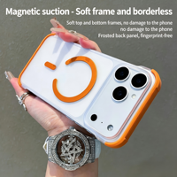 Coque de téléphone magnétique transparente sans bordure effet mat pour iPhone 17 Air 16 15 Plus 14 Pro Max, sensation PC, dos givré