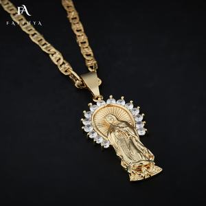 FP1014 Cadenas de Oro 14K, Joyería Fina de <span class=keywords><strong>Moda</strong></span>, Regalos para Hombre, Mujer y Unisex, Dije de la Virgen María con Halo de Diamantes - Product Image 4