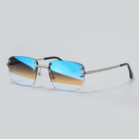 Lunettes de soleil métalliques sans monture, rectangulaires, charnière à ressort, verres miroir, sans cadre, tendance, nouvelle collection 2026, logo personnalisé